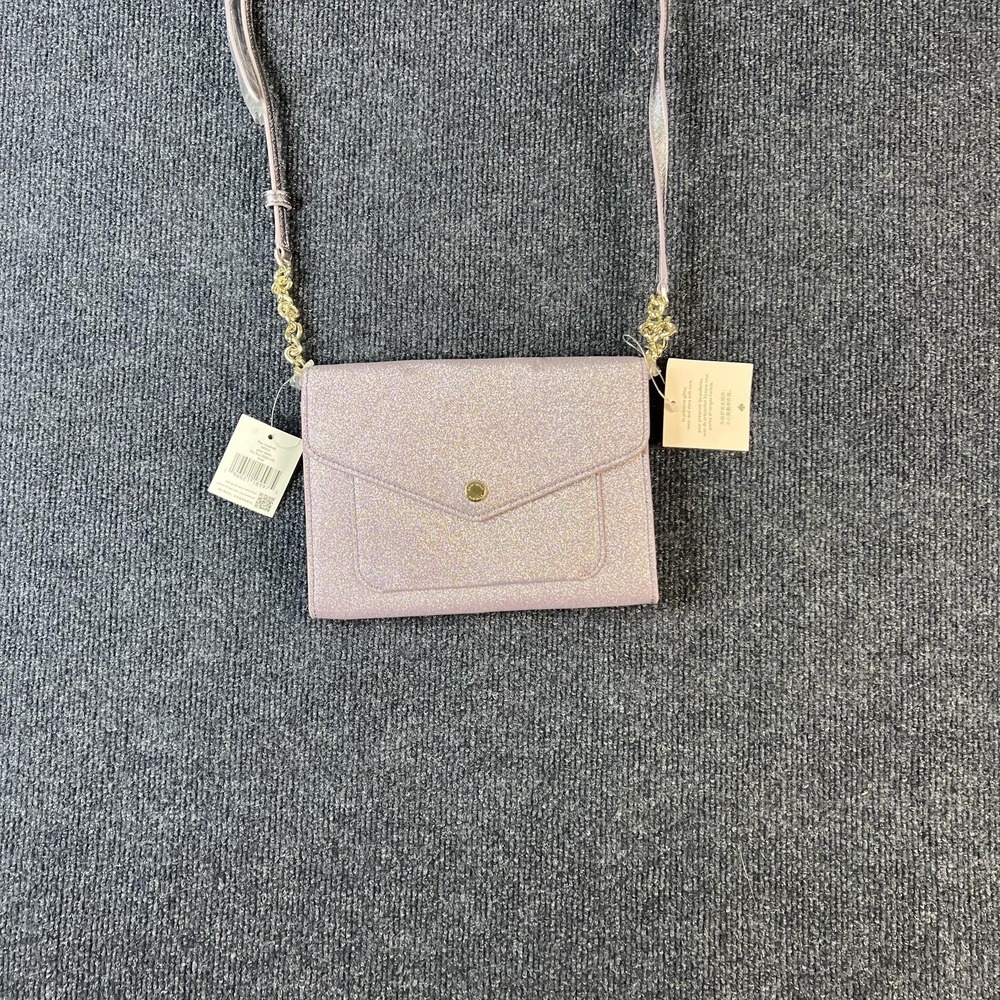 Kate Spade Tinsel Flap Glitter‎ Crossbody Bag Womens Pink Envelope Clutch Purse